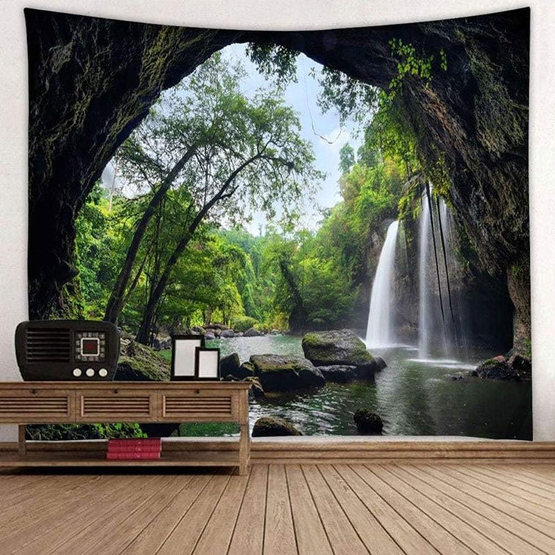 Llamazing Forest Landscape Tapestry for Home Decor - Living Room Bedroom Decoration Magic Curtain (Waterfall, 60''L51''W) - Image 1